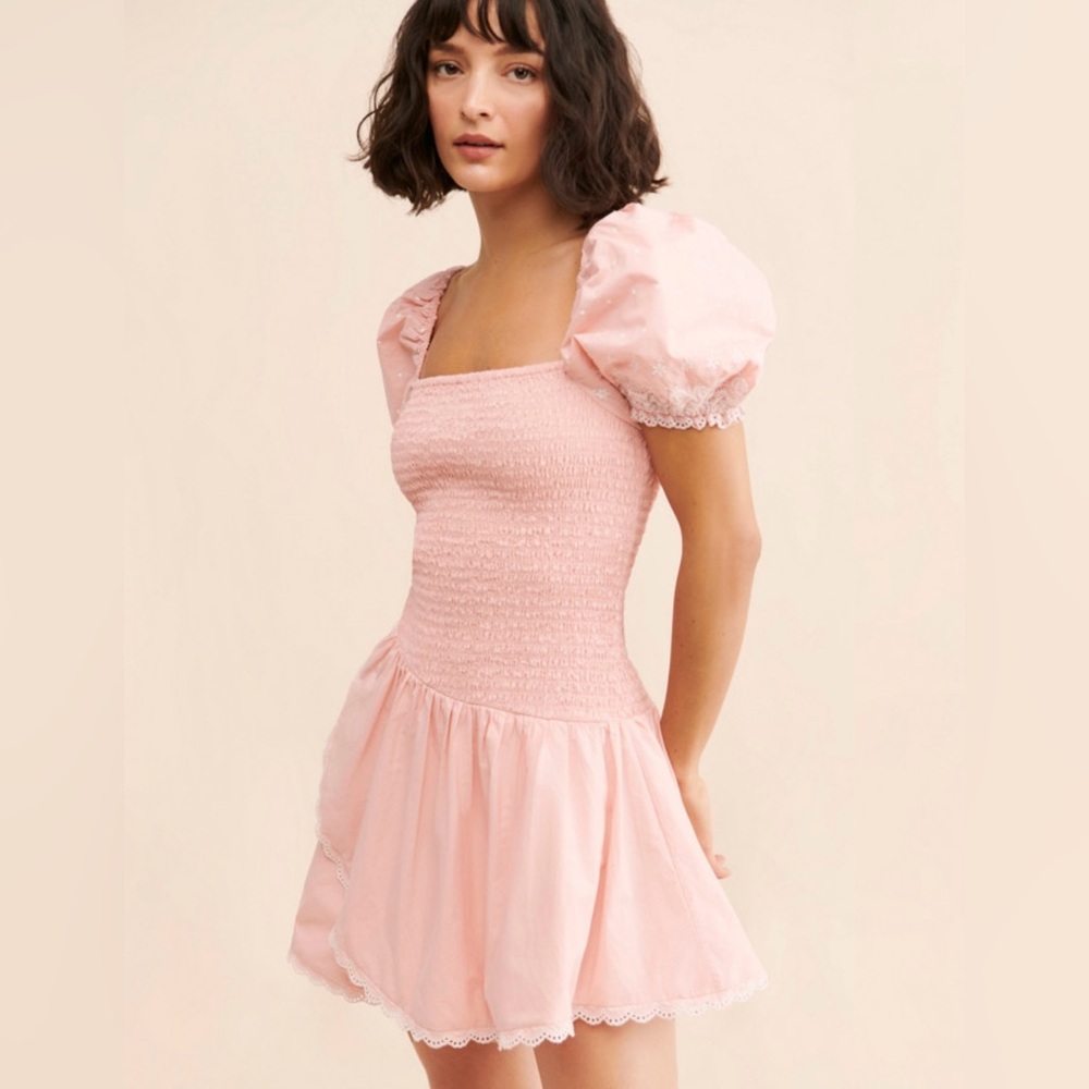 LoveShackFancy Ava Puff Sleeve Smocked Dress